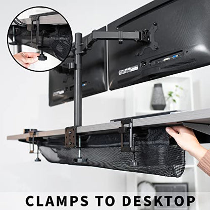 VIVO No Drill Clamp-on 36 inch Mesh Net Under Desk Cable Management Wire Organizer, Adjustable Home Office Standing Desk Cord Storage Sleeve, Black, DESK-AC36MH (Pack of 10) - size: 36" (Pack of 10)