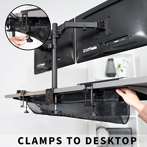 VIVO No Drill Clamp-on 36 inch Mesh Net Under Desk Cable Management Wire Organizer, Adjustable Home Office Standing Desk Cord Storage Sleeve, Black, DESK-AC36MH (Pack of 2) - size: 36" (Pack of 2)