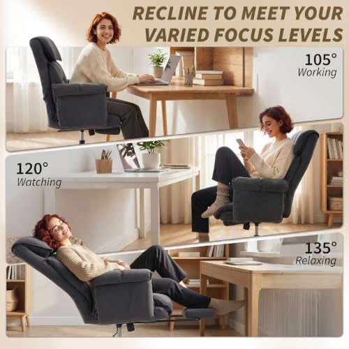 HOMCOM Executive Office Chair Comfy with Foot Rest, Reclining Swivel Computer Desk Chair with High Folding Back, Thick Cushion, Padded Armrest, Adjustable Height, Rolling Wheels, Dark Gray - color: Dark Gray
