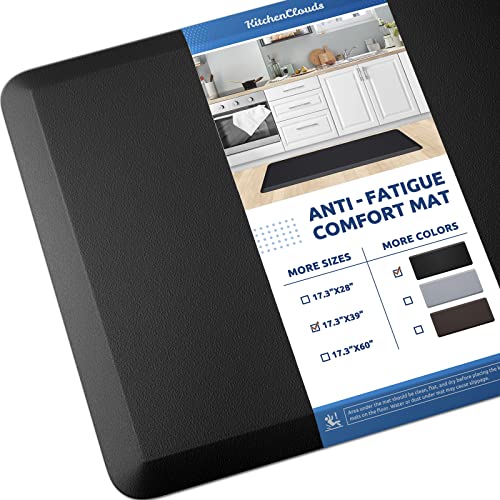 Kitchen Mat Cushioned Anti Fatigue Rug Standing and Comfort Floor Mats - color: Black, size: 39"L x 17.3"W x 0.5"Th