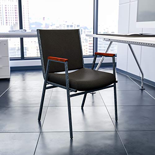 Flash Furniture 4 Pack HERCULES Series Heavy Duty Black Dot Fabric Stack Chair with Arms - color: Black Patterned Fabric, size: Set of 4
