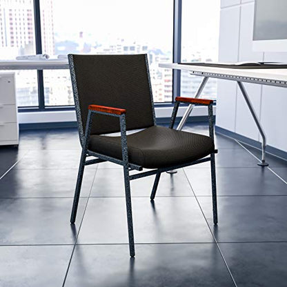 Flash Furniture 4 Pack HERCULES Series Heavy Duty Black Dot Fabric Stack Chair with Arms - color: Black Patterned Fabric, size: Set of 4