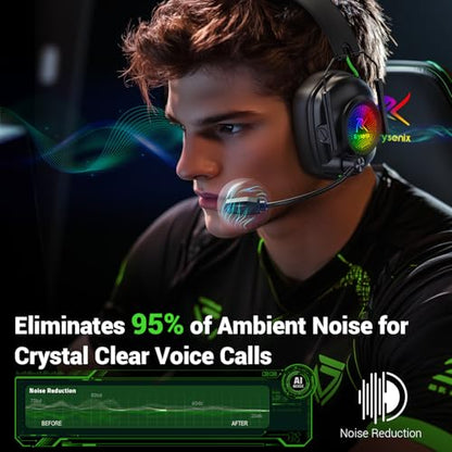 Wireless Gaming Headset for Xbox Series X|S, Xbox One, PC, PS5, PS4, Mac, Switch, 2.4 GHz Wireless & Bluetooth 5.4 Gaming Headphones with Noise Canceling Microphone, 50Hr Battery, 50mm Drivers-Black - color: Black