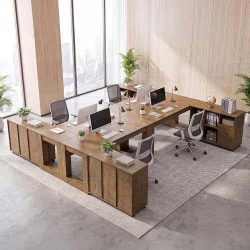 Tribesigns 63-Inch Computer Desk with Rolling File Cabinet, Wood Executive L Shaped Desk, Farmhouse 2 Piece Home Office Set with Drawers for Hanging File and Storage Shelves for Work, Sturdy, Gaming
