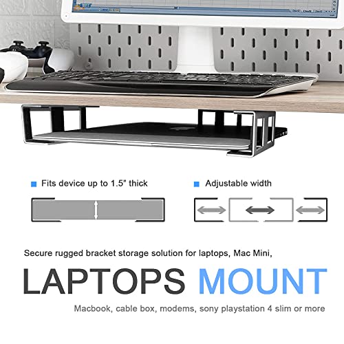 IFCASE Under Desk Laptop Mount, Metal Under Desk Shelf Holder for Laptop, Mac mini, MacBook, Keyboard with Anti-Scratch Silicone (Silver) - color: Silver