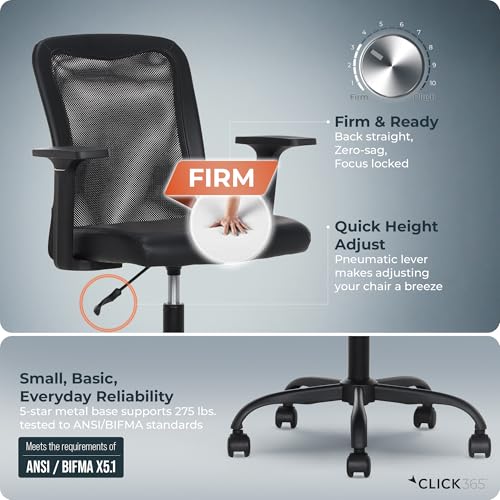 Click365 Ergonomic Office Chair with Lumbar Support, Mid-Back Mesh Chair - color: M110/Black