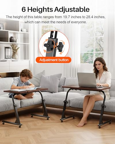 Adjustable Folding TV Tray Table, Mobile TV Dinner Tray for Eating on Couch - color: Brown