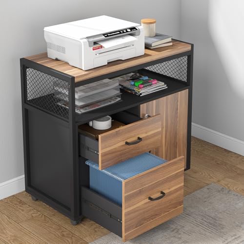 Tribesigns 55" Executive Desk with Reversible File Cabinet, Large L-Shaped Office Desk with Drawers, Business Furniture Workstation for Home Office (Dark Walnut, 55-inch) - color: Dark Walnut