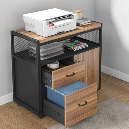 Tribesigns 55" Executive Desk with Reversible File Cabinet, Large L-Shaped Office Desk with Drawers, Business Furniture Workstation for Home Office (Dark Walnut, 55-inch) - color: Dark Walnut