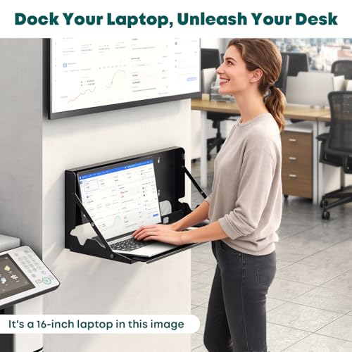 Flip Down Wall Mount Keyboard Tray, 24 Inch Keyboard Holder | Folding Design, Space-Saving, Extra Wide tray with Wrist Support, Mouse Pad and Wrist Pad Included, Holds Up to 22 lbs, Black