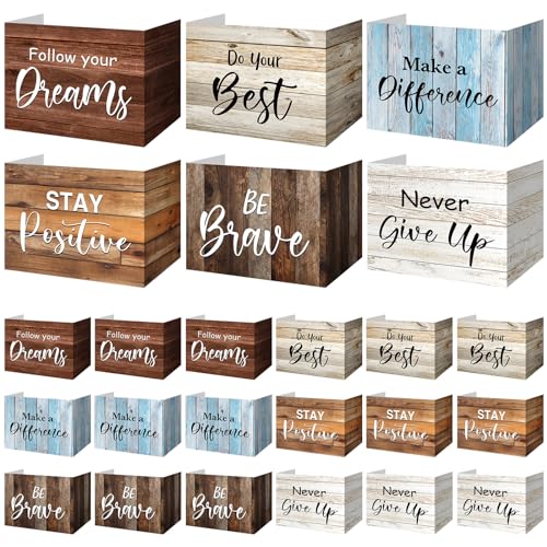 Honoson 24 Pcs Inspirational Privacy Folders for Students | Cardboard Desk Shields with Motivational Words, 6 Designs for Classroom Study, Tri-fold Exam Dividers, Bulk Test Boards - style: Farmhouse