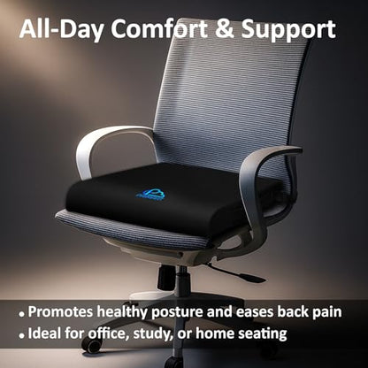 Premium Large Gel Seat Cushion, Memory Foam Seat Cushion for Recliner, Wheelchair, Office Chair, Car, Floor, Dining Chair, Sciatica, Coccyx, Back Pain & Pressure Sore Relief, Design with Ventilation
