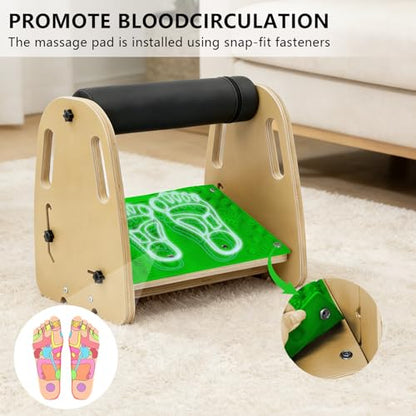Under Desk Foot Rest,Massage & Leather Pads,3 Height Levels-Green - color: Green