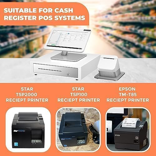 Thermal Credit Card Paper Rolls Printer Paper Receipts 3 1/8" 230' for Popular Credit Card Machines POS and Cash Registers BPA Free 50 Rolls - size: 3-1/8" x 230'