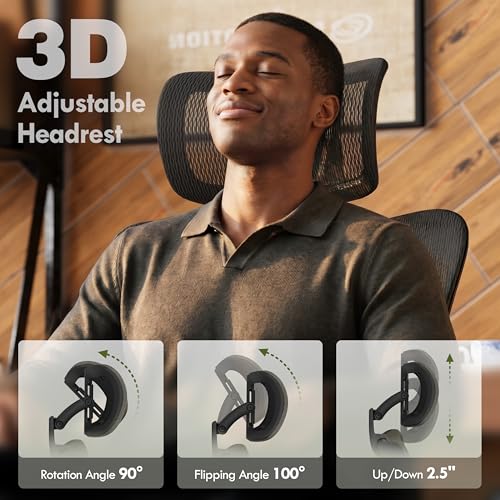 ELABEST Mesh Office Chair,Ergonomic Computer Desk Chair,Sturdy Task Chair- Adjustable Lumbar Support & Armrests,Tilt Function,Comfort Wide Seat,Swivel Home Office Chair (Onyx) - color: Onyx