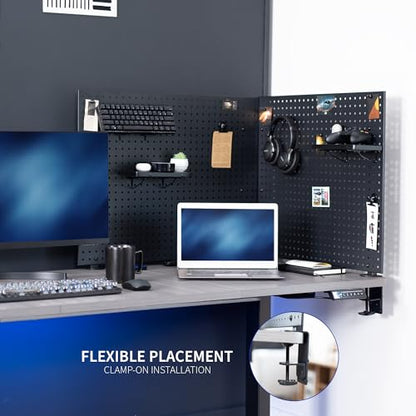 VIVO Black Clamp-on 60 x 24 inch Desk Pegboard, PP-DK30B-2 - color: Black, size: 60"