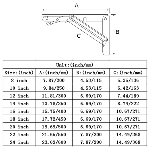 Folding Shelf Brackets 8 inch,Folding Brackets Heavy Duty Max.Load 410lb,DIY Space Saving Wall Mounted Folding Table,Pack of 2 - size: 8 Inch