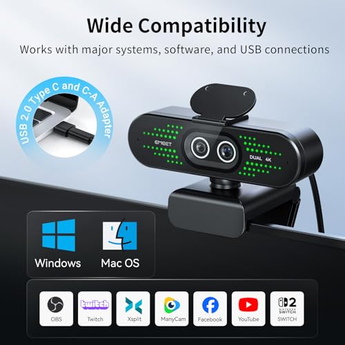 EMEET NOVA 4K Dual-Camera 4K Webcam for PC, Wide-Angle and Telephoto Camera - style: 4K Dual-Camera Remote