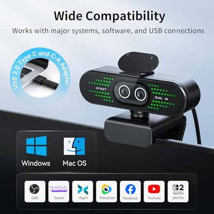 EMEET NOVA 4K Dual-Camera 4K Webcam for PC, Wide-Angle and Telephoto Camera - style: 4K Dual-Camera Remote
