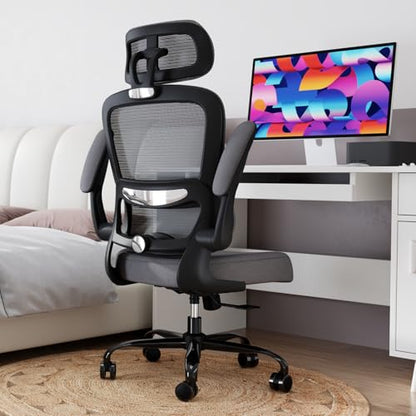 TRALT Office Chair Ergonomic Desk Chair - Gaming Chair with Lumbar Support (1,Dark Grey) - color: Dark Grey