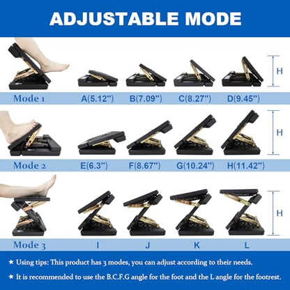 Foldable Foot Rest, Computer Foot Rest Under Desk, 12Modes Adjustable Ergonomic for Office, Loading Capacity 80 pounds, Removable EVA Cushion, All-Season(Black) - color: Black & Eva Cushion