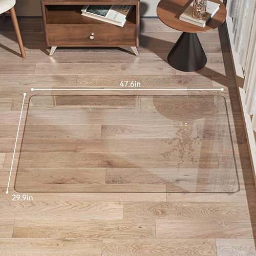 Tempered Glass Office Chair Mat, 48" x 30" Heavy Duty Chair Mat for Carpet, 1,000lb, Glides Smoothly, Polished Edge, Transparent, Easy Clean, Protector Mats for Hardwood Floors Carpet - size: 48" x 30"