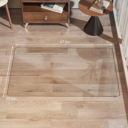 Tempered Glass Office Chair Mat, 48" x 30" Heavy Duty Chair Mat for Carpet, 1,000lb, Glides Smoothly, Polished Edge, Transparent, Easy Clean, Protector Mats for Hardwood Floors Carpet - size: 48" x 30"