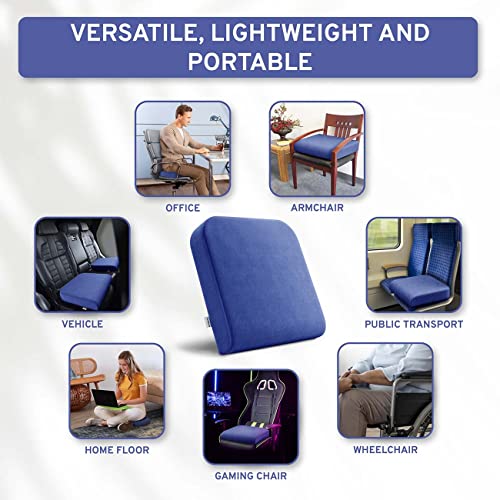 Extra Large Wheelchair Seat Cushion - Firm Memory Foam Chair Pad for Wheelchair, Recliner, Office, Car & Bariatric Overweight Users 19”x17”x3” - color: Navy
