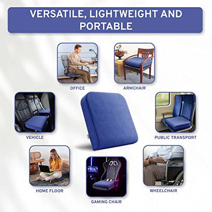 Extra Large Wheelchair Seat Cushion - Firm Memory Foam Chair Pad for Wheelchair, Recliner, Office, Car & Bariatric Overweight Users 19”x17”x3” - color: Navy