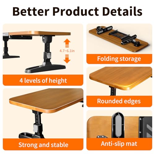 Wooden Monitor Stand Riser for Desk,Adjustable Height Monitor Shelf Riser with Phone Holder,Desk Storage Organizer Accessories,Wood Computer Screen Stands for Office,Home,Laptop,Printer,TV