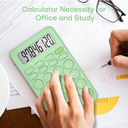 Cute Calculator, Basic Four Function Calculator for Teachers Students Basics Office, Small Handheld Calculators, 8 Digit with LCD Display, Sensitive Button, 5.5×3.2 inches Light Green
