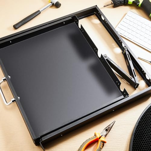 1U Rack Mount Sliding Keyboard Tray Cantilever Network Equipment Racks 19 Inch Cabinet Drawer Sliding Shelf for Server Data Music Studio Accessories