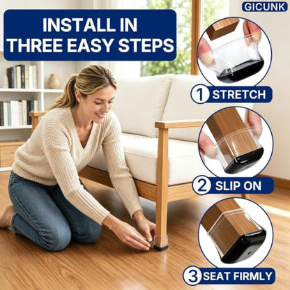 GICUNK 28 Pcs Chair Leg Floor Protectors for Carpet Square Clear - size: Square M