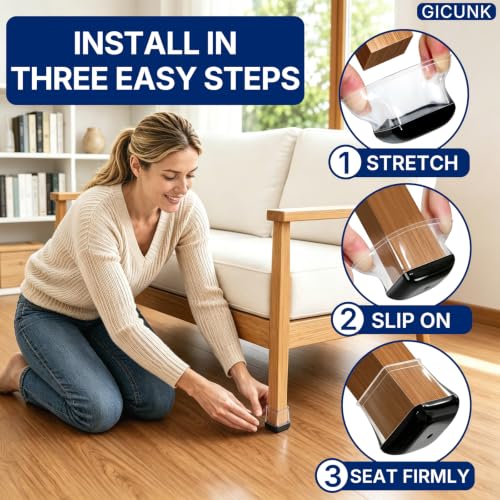 GICUNK 28 Pcs Chair Leg Floor Protectors for Carpet Square Clear - size: Square L