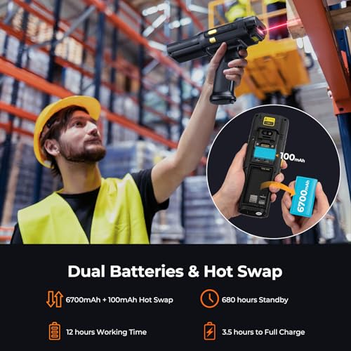 MUNBYN 2026 Android 13 Barcode Scanner PDA083, Works with Zebra Mid Range 4750MR Scanner, Inventory Handheld PDA with Trigger Handle, 1D/2D/QR Code for Warehouse Logistics