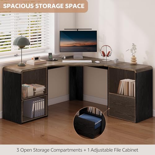 59'' Reversible L-Shaped Computer Desk, Black