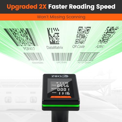 OBZ 2D Bluetooth Barcode Scanner with 2.4" Large LCD Screen,3-in-1 Wireless & Bluetooth & USB,Handheld 1D 2D PDF417 Data Matrix Image Scanner for Inventory,Retail,POS,Warehouse,Windows,Mac,iOS,Android - style: Bluetooth Scanner with Screen