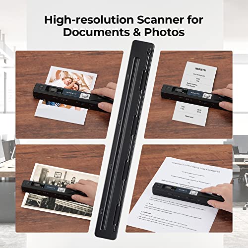 MUNBYN Portable Scanner, Photo Scanner for A4 Documents Pictures Pages Texts in 900 Dpi and 10.5“ x 1.6” x 1.2“ Hard Travel Case for Iscan