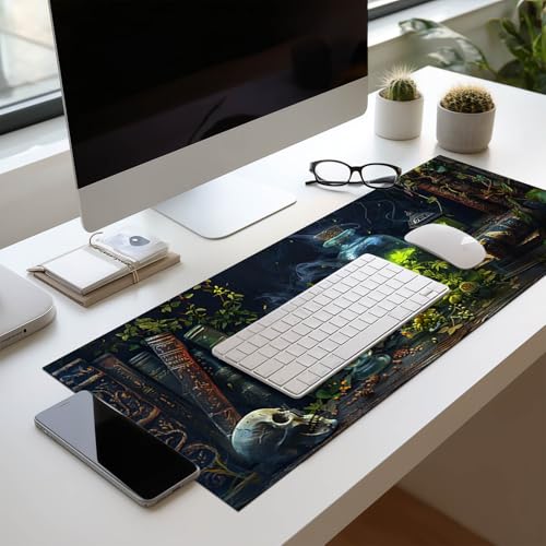 HOMETITUTE Large Mouse Pad 31.5x11.8 Inch Gaming Mousepad Alchemy Botanical Fantasy Art Non-Slip Keyboard Desktop Protector Mat XL Mouse Pad for Home Office Laptop Wireless Mice Accessories - color: Alchemy Botanical Fantasy Art