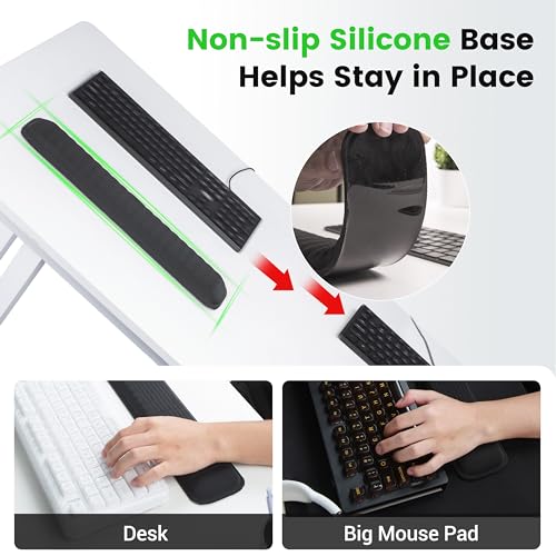 MEKASS Ergonomic Wrist Rest for Keyboard and Mouse, Soft Memory Foam Keyboard Wrist Rest Set with Non-Slip Silicone Base, Easy Typing, Pain Relief, Comfort for Office, Work, Gaming (Light Gray) - style: Light Gray