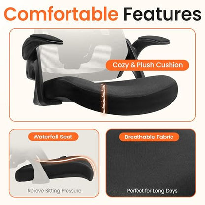NEO CHAIR Office Desk Mesh Chair with Adjustable Ergonomic Lumbar, Black - color: Black, size: Without Headrest