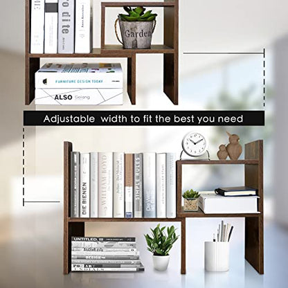 BROWN-BROWN Desktop Shelves & Office Shelves Desk Shelf Organizer Wooden Desk Shelf - color: Shelf 2