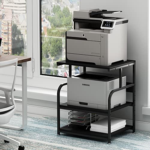 Fannova 23.6"x18.9"x30" Large Printer Stand with Adjustable Storage Shelf - color: Black, size: 23.6"W x 18.9"D x 30"H