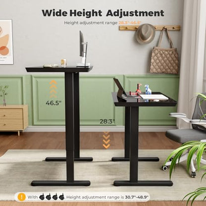 35" Electric Standing Desk with Drawer, One-Piece Glass Top - color: Black Glass-top, size: 35"