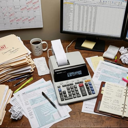 Sharp EL2360PIII Commercial Printing Calculator - 12 Digit Display - color: Off White