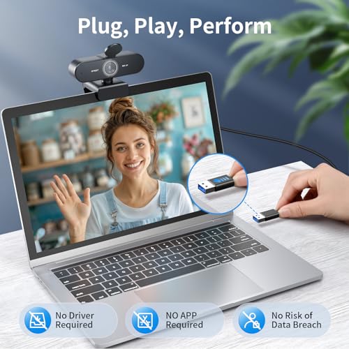 EMEET NOVA 4K Webcam for PC, Ultra 4K HD, PDAF Autofocus, Dual Omni Mics | 73° FOV, Auto Light Correction, USB-A, Privacy Cover, Ideal for High-End Business Meetings&Live Streaming - style: 4K PDAF Focus 2 Mics