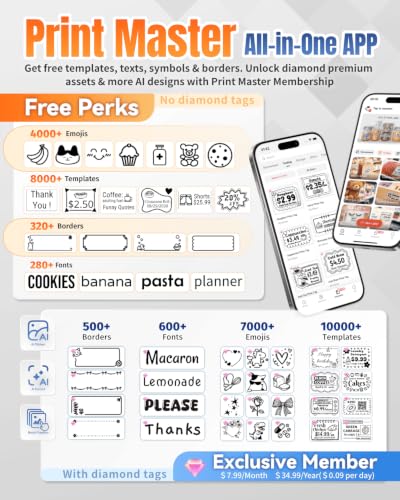 Phomemo M110 Label Makers, Portable Bluetooth Thermal Printer with Display | 2 Inch Sticker Printer Easy to Use for Small Business, Home, School, Office, Organization, APP with 6000+ Templates, Black - color: Black
