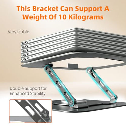 Adjustable Laptop Stand for Desk, 360 Rotating Base, Foldable (10-17.3'') | Ergonomic Laptop Holder for Desk, Foldable Portable for Office & Home Compatible with MacBook Air Pro, Dell, HP (10-17.3'')