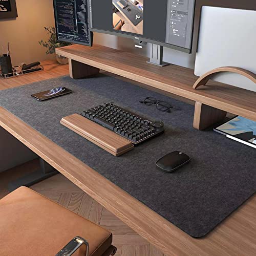 DAWNTREES Large Felt Desk Mat,39.4''x19.69'' Full Keyboard and Mouse Pad | Non-Slip Computer Desk Mat for Home and Office,100x50CM Felt Desk Pad Protector (Dark Gray) - color: Dark Gray, size: 39.37''x19.69''