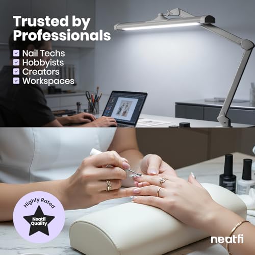 Neatfi 3,500 Lumens LED Desk Lamp, Dimmable, 26-Inch Shade, CCT (Silver-2) - color: Silver-2, size: 26-Inch Wide Shade